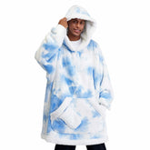 Adult Sherpa Wearable Blanket - Light Blue Tie Dye