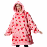 Adult Sherpa Wearable Blanket - Strawberry