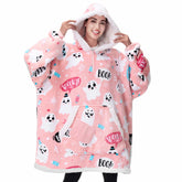 Adult Flannel Wearable Blanket - Halloween Pink Ghost