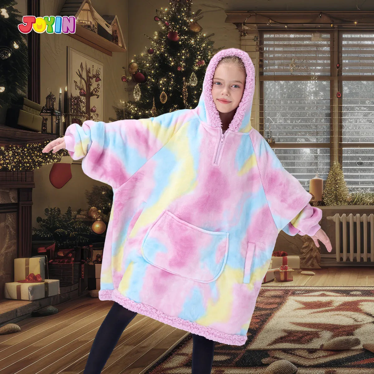 Kids' Sherpa Wearable Blanket - Cotton Candy Tie Dye