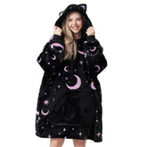 Adult Sherpa Wearable Blanket - Black Cat Shape