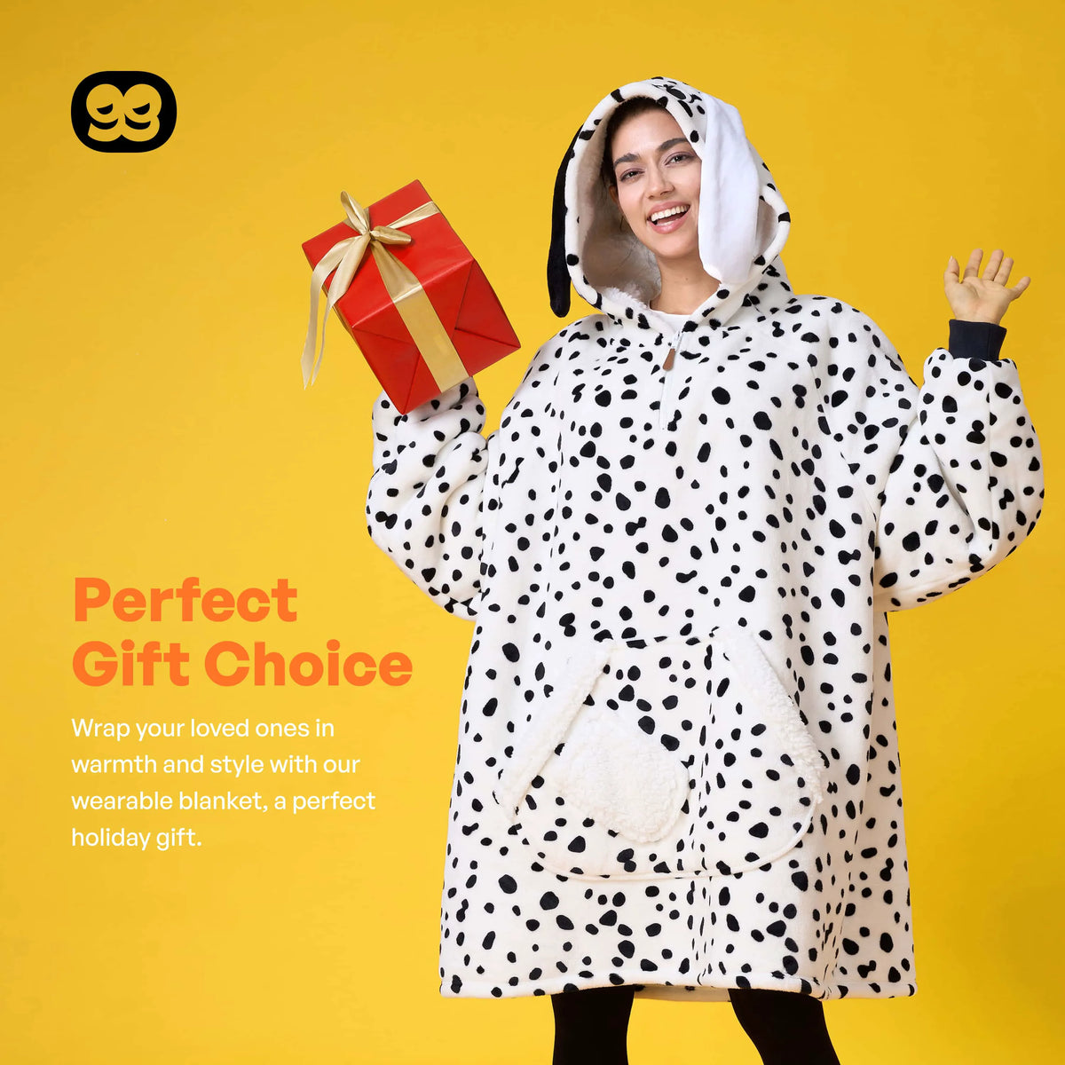 Adult Dalmatian Sherpa Wearable Blanket