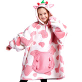 Kids' Sherpa Wearable Blanket - Strawberry Cow Shape