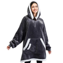 Dark Gray Adult Sherpa Wearable Blanket