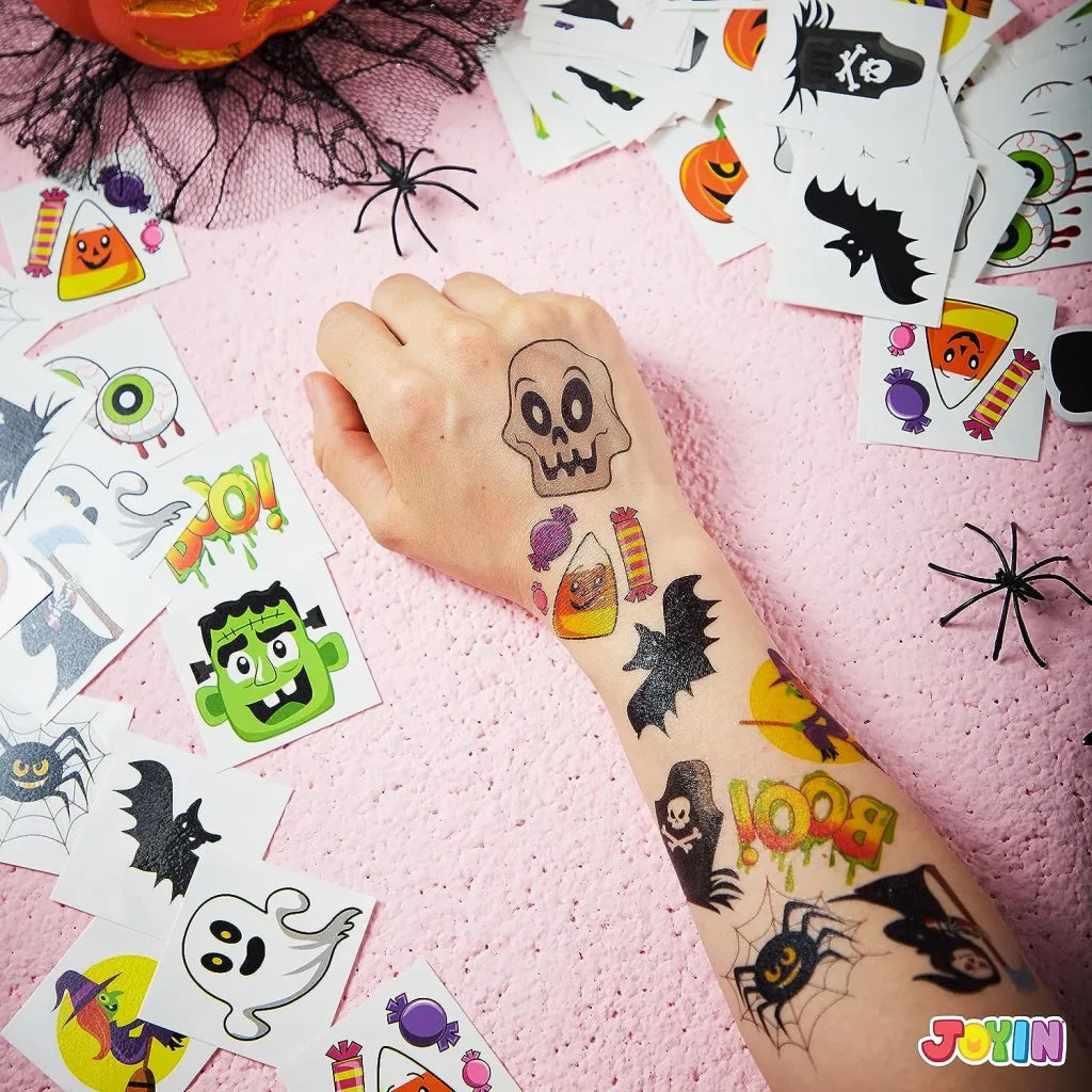 144 PCS Halloween Temporary Tattoos for Kids - 12 Designs Waterproof Fake Tattoo Stickers