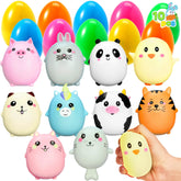JOYIN 10-Pack Jumbo Easter Eggs with Animal Squishy Toys