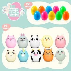 JOYIN 10-Pack Jumbo Easter Eggs with Animal Squishy Toys