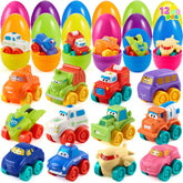 JOYIN 12-Pack Easter Eggs with Rubber Cars