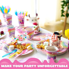 JOYIN 145-Piece Unicorn Birthday Party Supplies Set with Unicorn Banner for Girls
