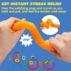 18 Pack Pop Tubes, Fidget Tubes Party Favors in 9 Colors