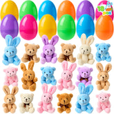 JOYIN 18 Pcs Prefilled Easter Eggs with Plush Animals