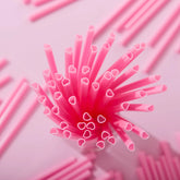 JOYIN 200 Pcs Valentine Heart-Shaped Pink Straws