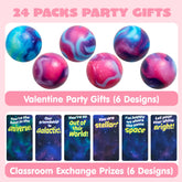 JOYIN 24 PCS Valentine's Day Cards with Galaxy PU Stress Balls for Party Favors