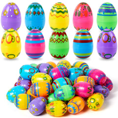 JOYIN 24 Pack 2.3 Inch Printed Fillable Plastic Easter Eggs