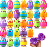 JOYIN 24 Pack 3.15 Inch Printed Plastic Fillable Easter Eggs