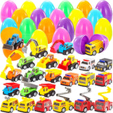 JOYIN 24-Pack Filled Easter Eggs with Pull-Back Construction Cars