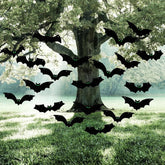 JOYIN 24-Pack Halloween Hanging Bats Decorations with Glow-in-the-Dark Eyes