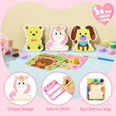 JOYIN 24-Pack Valentine's Day 2.95" Painted Animal Wooden Fridge Magnet Cards