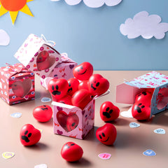 JOYIN 28-Pack Valentine Heart Stress Balls - Smile Face Squishy Toys in Valentine Themed Gift Box