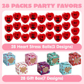 JOYIN 28-Pack Valentine Heart Stress Balls - Smile Face Squishy Toys in Valentine Themed Gift Box