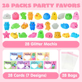 JOYIN 28 Pack Valentine's Day Mochi Squishy Toys with Cards for Kids