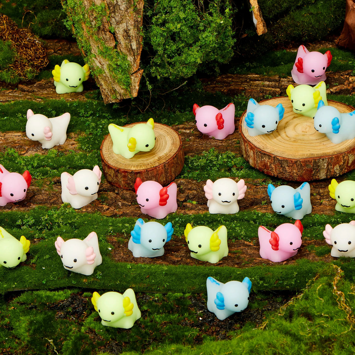 JOYIN 28-Pack Valentine's Day Axolotl Mochi Squishy Toys with Funny Cards for Kids