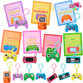 JOYIN 28 Pcs Video Game Keychains, Multi Colored Keychains & Cards with 7 Designs - Valentine's Day Gift