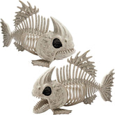 JOIN 2-Pack 9.5-Inch Halloween Fish Skeleton Plastic Bones with Posable Joints