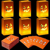 JOIN 36-Pack Halloween Flame-Resistant Pumpkin Paper Bag Lanterns