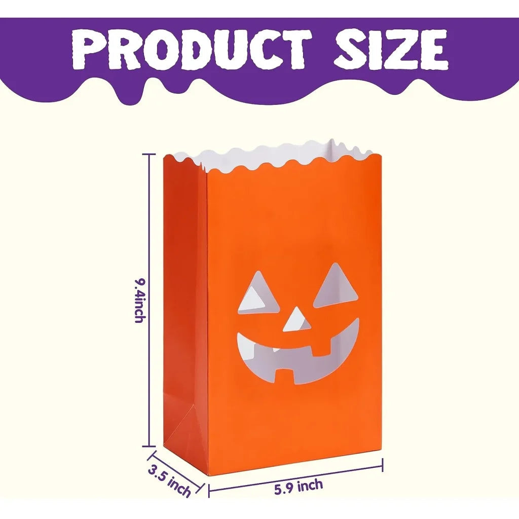 JOIN 36-Pack Halloween Flame-Resistant Pumpkin Paper Bag Lanterns