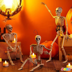 JOYIN 3-Pack 16-Inch Halloween Hanging Skeletons with Movable Joints