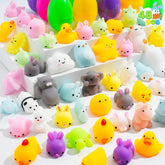 JOYIN 48 Pcs Easter Prefilled Eggs with Mochi Squishy Toys