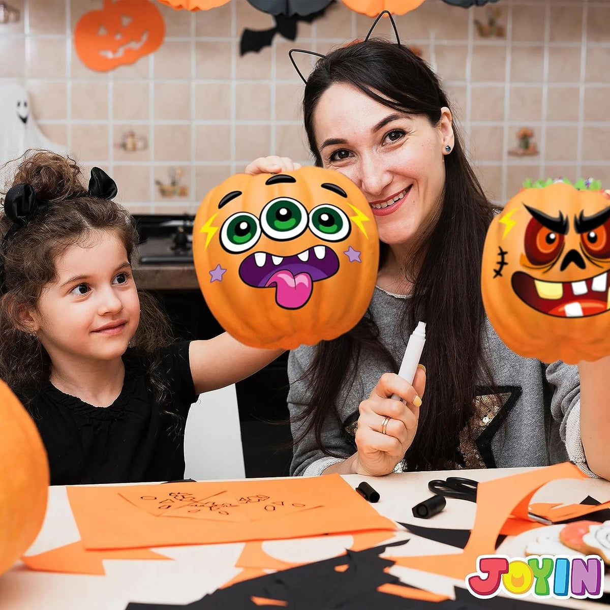 JOYIN 48-Pack Halloween Pumpkin Stickers for Parties and School Activities