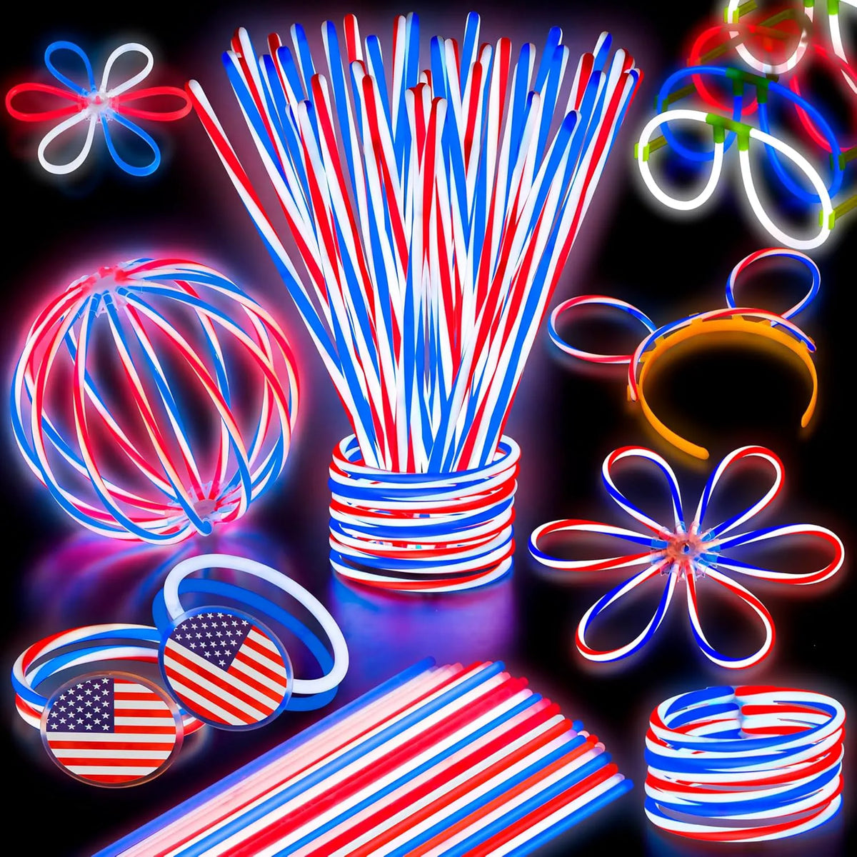 JOYIN 4th of July Patriotic Glow Sticks (120 Count)