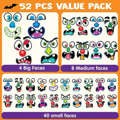 JOYIN 52-Pack Halloween Pumpkin Face Stickers for Party Decorations