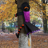 JOYIN 55-Inch Halloween Crashing Witch Decoration with Purple Hair