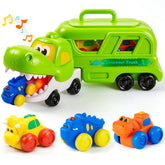 JOYIN Dinosaur Carrier Truck Toy with 3 Rubber Cars
