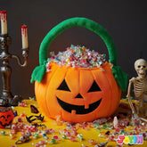 JOYIN Halloween Pumpkin Plush Tote Bag for Trick or Treat Candy