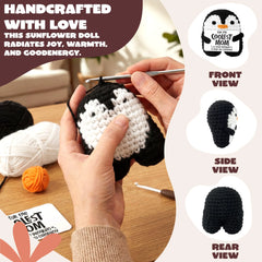 Handmade Crochet Mini Penguin Doll with Card, Funny Gift for Mom