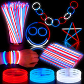 JOYIN Patriotic Red, White & Blue Light-Up Glow Party Supplies - 162 Pieces
