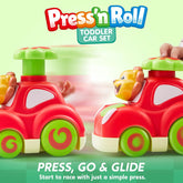 JOYIN Press & Go Inertial Animal Cars - 4-Pack Toddler Toys