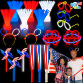 JOYIN Red, White & Blue Patriotic Glow Sticks & Accessories Pack - 90 Pcs