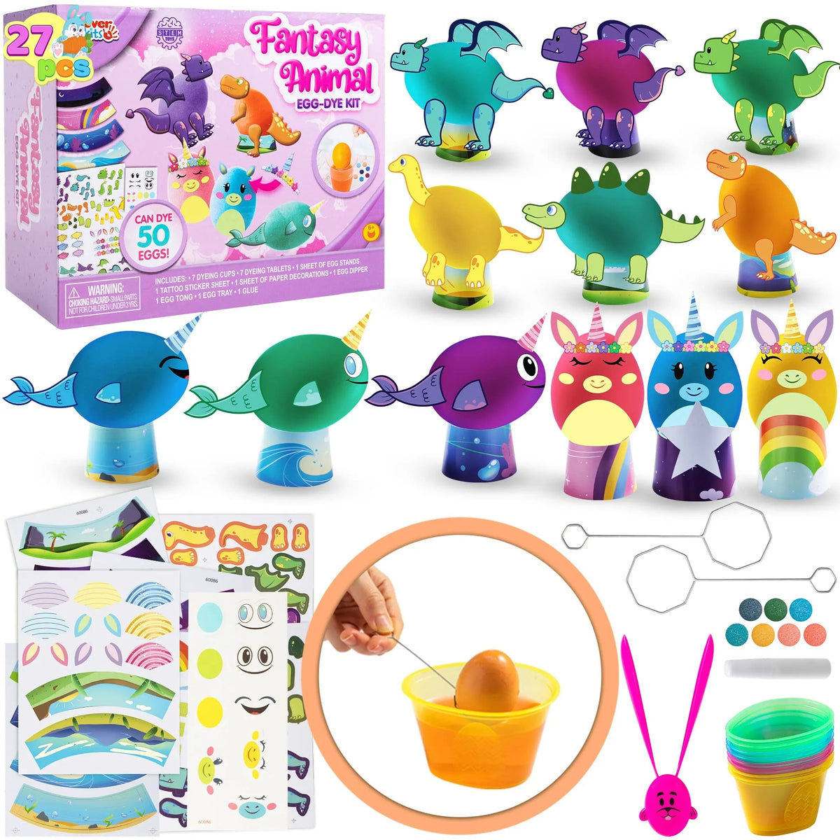 27-Piece DIY Fantasy Animal Easter Egg Decorating Kit