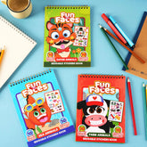 Make-a-Face Reusable Sticker Books 3-Pack: Safari, Farm & Sea Animals