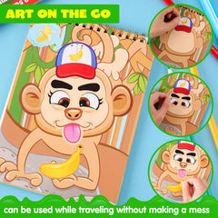 Make-a-Face Reusable Sticker Books 3-Pack: Safari, Farm & Sea Animals