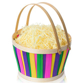 Multicolor Easter Bamboo Basket with Folding Handles