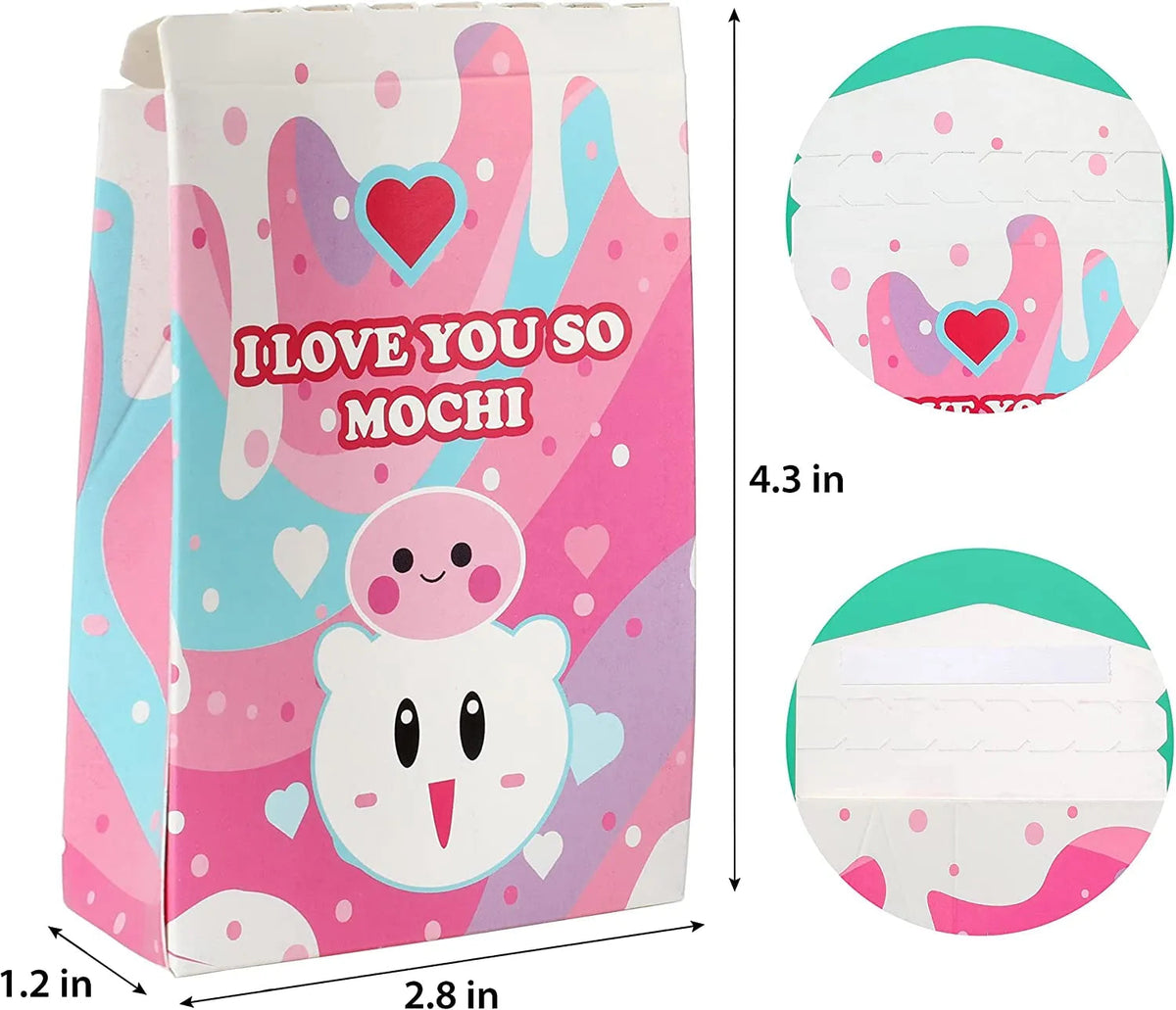 28-Pack Mochi Squishy Toys with Valentine's Day Cards for Classroom Exchange