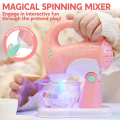 Pink Pretend Play Kitchen Set with Coffee Maker, Mixer, and Toaster