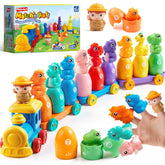 Montessori Dinosaur Number Train Toy - Counting, Matching & Sorting Learning Toy with 9 Dinosaurs for Toddlers 1-3 Years