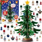 Wooden Christmas Advent Calendar Tree with 24 Ornaments